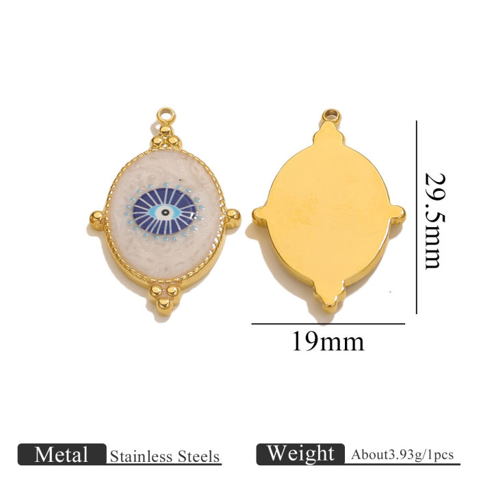 Stainless Steel Connector Blue Enamel Evil Eye Amulet for Jewelry Earpiece Making DIY Women Lucky Accessories Wholesale