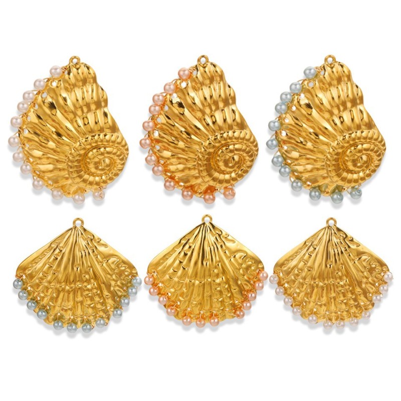 Stainless Steel Shell Pendant Conch Scallops Charms for Jewelry Makings Supplies DIY Summer Ocean Earring Necklace Accessories