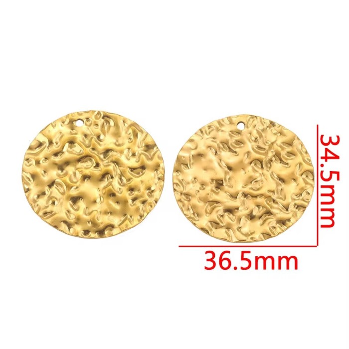 Stainless Steel Gold Plated Charm Connector Triangle Round Embossed Metal Pendant for DIY Necklace Jewelry Making Wholesale