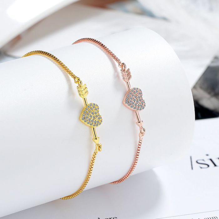 Cupid's Arrow Romantic Heart Bracelet for Women Wedding Valentine's Day Fine Jewelry
