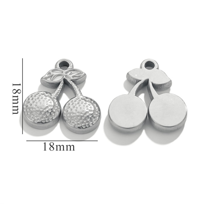 Stainless Steel Charms Fruits Cherry Pendant Beads for Earrings Necklace Bracelet Woman Jewelry DIY Accessory