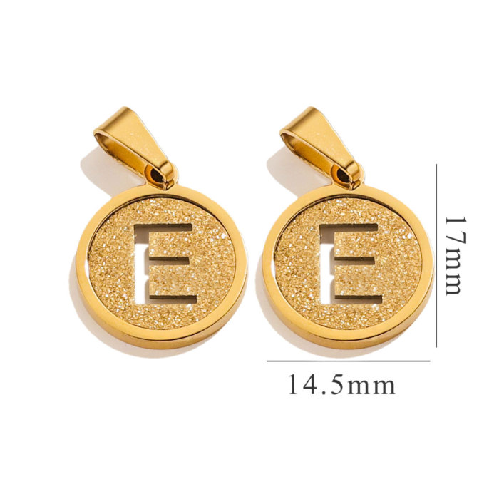 Round Hollow 26 Letters Pendant Necklace Jewelry 18K Gold Plated Accessories Women Girls Gift