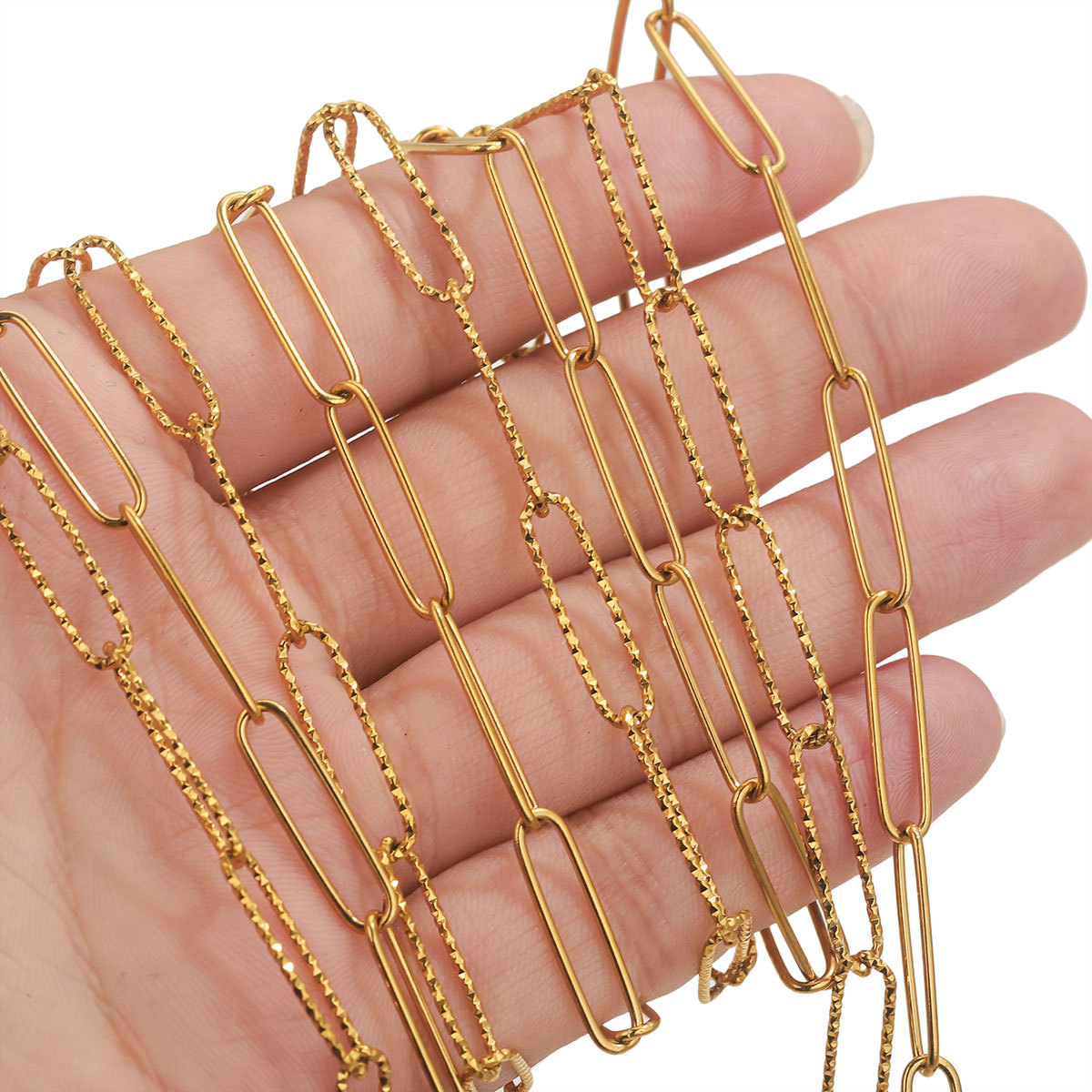 Stainless Steel Embossing Oval Rolo Cable Chains for DIY Women Jewelry Findings Necklace Making Men Bracelets Components