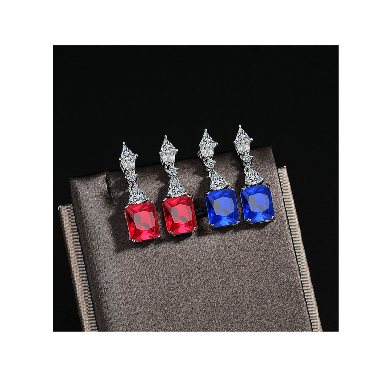 High Quality Diamond Gemstone Sapphire Ruby Drop Dangle Earrings Fine Jewelry Wholesale