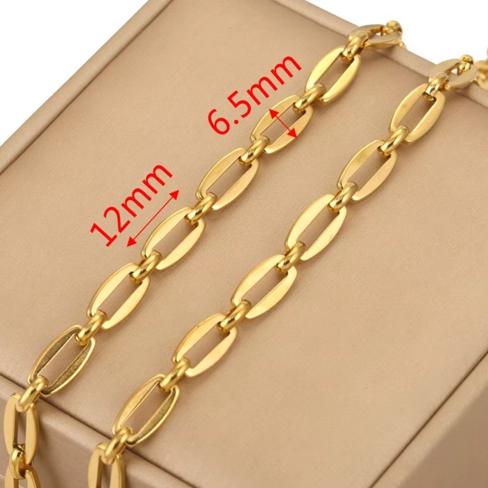 Stainless Steel PVD 18K Gold Plated Link Chain Big Rolo Cable Bulk Chains for Jewelry Making Necklace Bracelet Accessories