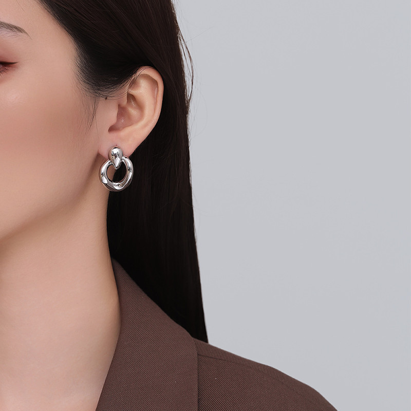 High Quality Gold Smooth Circle Hollow Earrings For Women Anti Allergic Jewelry Party