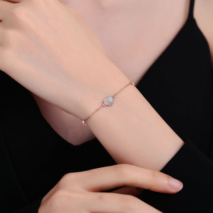 Fashion Zircon Heart Adjustable Bracelets for Women Fine Jewelry Minimalist Accessories Party Present