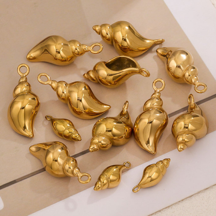 Stainless Steel Beach 3D Conch Shells Charms Pendant Connectors for DIY Necklace Earrings Jewelry Making Supplies Wholesale