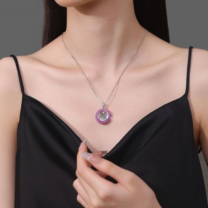 Red Zircon Round White Crystal Women's Jewelry Necklace Simple Light Luxury Designer Women's Jewelry