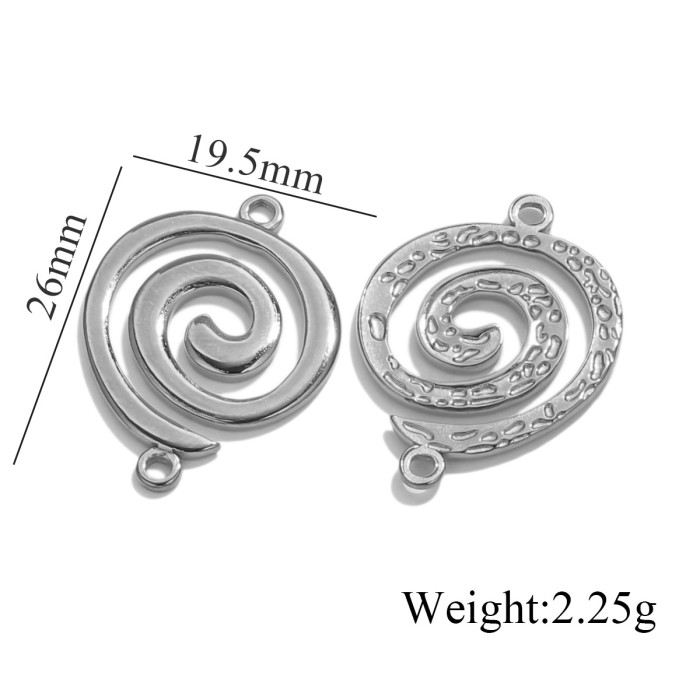 Stainless Steel Gold Snail Double Hole Vortex Charms Connectors for Bracelets Earrings Jewelry Making Accessories Supplies