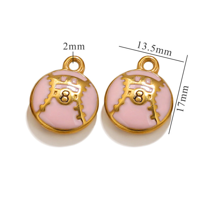 Enamel Round Ball Soccer Charm Sports Pendant Fit Bracelet Necklaces DIY Handmade Jewelry Finding Stainless Steel Accessory