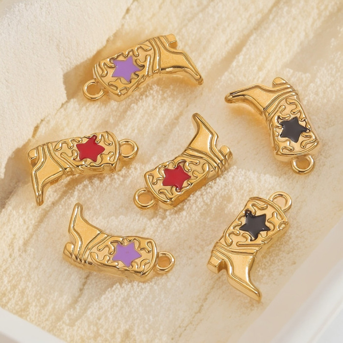 Stainless Steel Gold Color PVD Plated Boots Charms Pendant DIY Necklace Bracelet Earring Jewelry Making Accessories