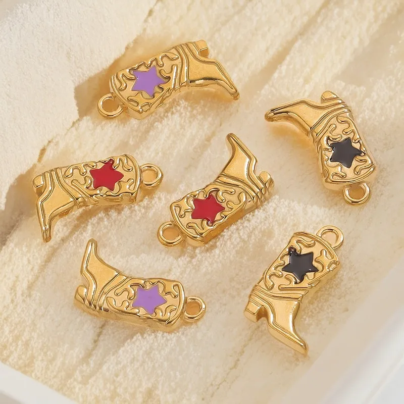 Stainless Steel Gold Color PVD Plated Boots Charms Pendant DIY Necklace Bracelet Earring Jewelry Making Accessories