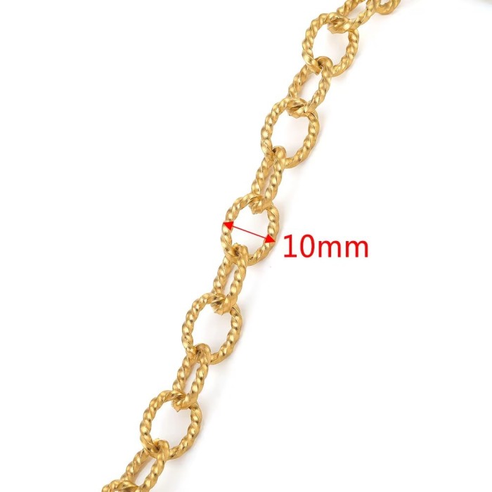 Stainless Steel PVD 18K Gold Plated Link Chain Big Rolo Cable Bulk Chains for Jewelry Making Necklace Bracelet Accessories