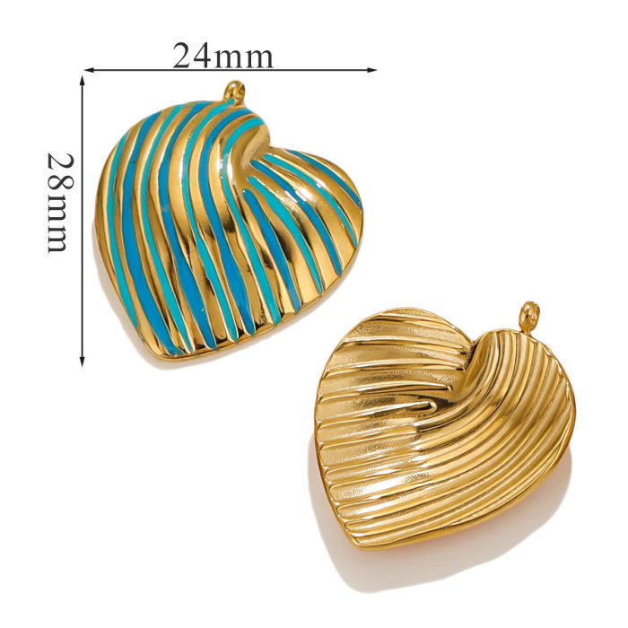 New 18K Gold Plated Stainless Steel Leopard Drip Heart Charms for DIY Pendant Necklace Jewelry Findings Accessories