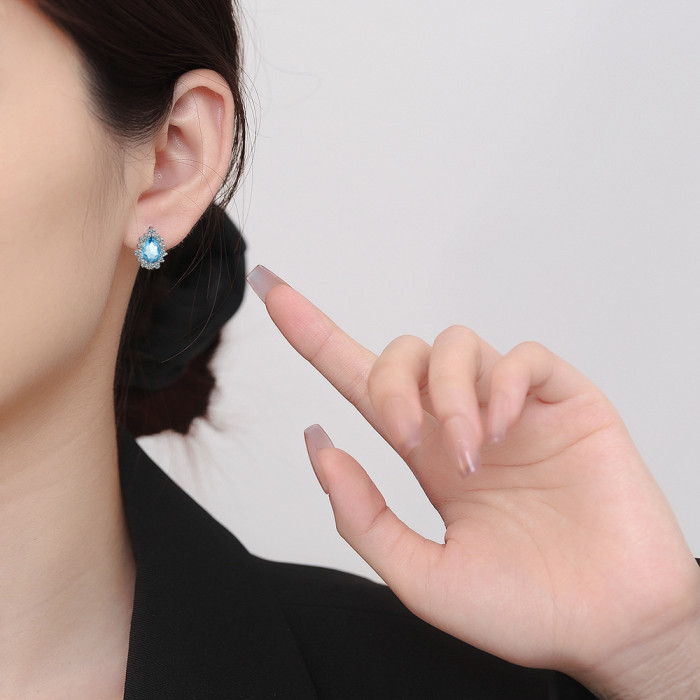 Trendy Water Drop Shape Earrings with Zircon Jewelry Accessories for Women Wedding Engagement Party Gift 922
