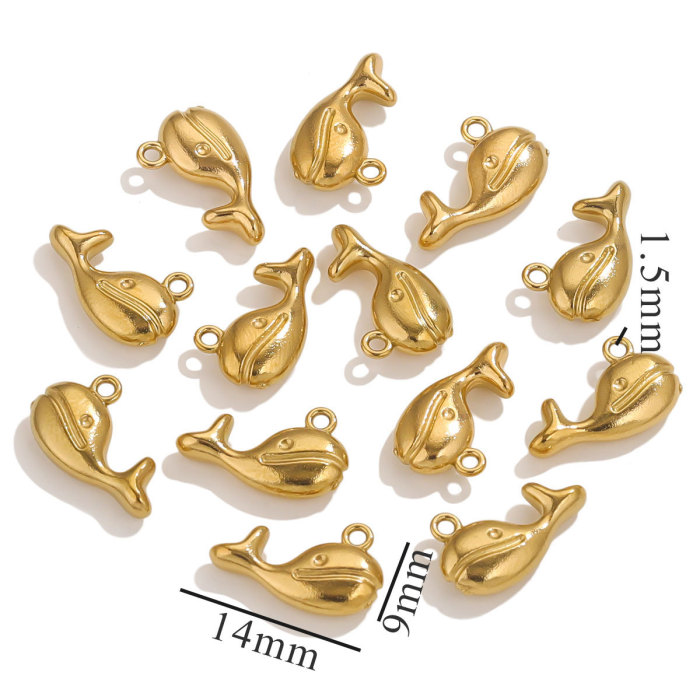 Mini Stainless Steel Charms 3D Geometric Shell Cherry Rabbit Gold Color Pendants DIY Women Jewelry Making Necklace Findings
