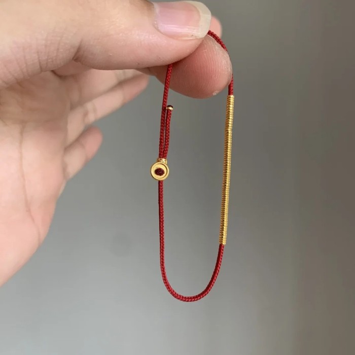 Tibetan Coiled Red Rope Bracelet with Artistic Style Simple and Exquisite Na Fu Hand Jewelry Adjustable Gold Color Bracelets