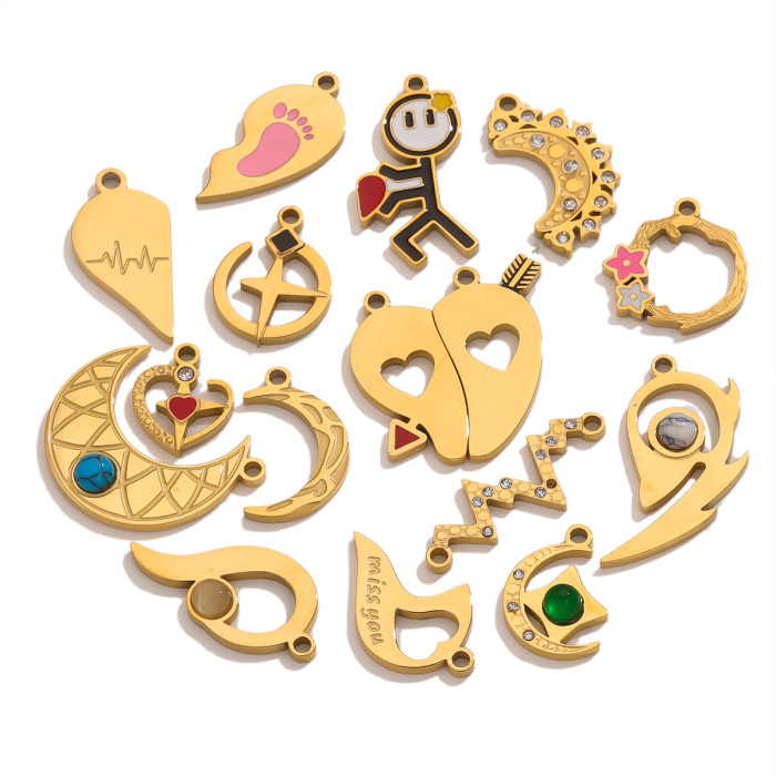 Fashion Best Friends Pendants Heart Enamel Metal Charms DIY Making Bracelets Necklace Women Jewelry Gifts
