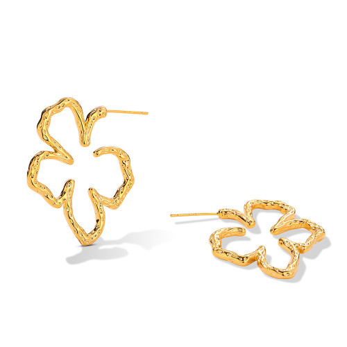 European and American Irregular Hollow Flower Women's Earrings Elegant and High-end Temperament Ear Stud