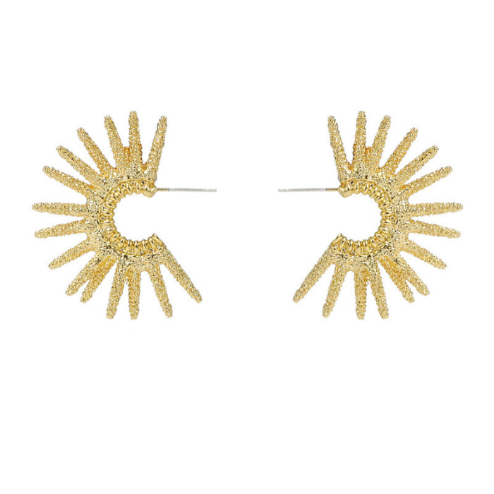 Vintage Fireworks Shaped Metal Stud Earrings for Women Girls Unique Exaggerated Party Jewelry Travel Accessories