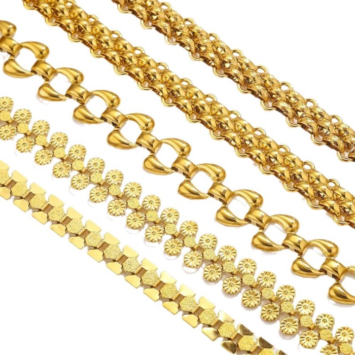 Non Fade Stainless Steel Hip Hop Punk Teardrop Bracelet DIY Jewellery Handmade Necklace Bracelet Gold Plated Chain Supplies