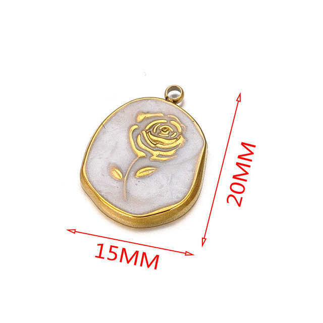 Stainless Steel Enamel Waterproof Rose Flower Charms for Bracelet DIY Earrings Jewelry Making Pendant Supplies