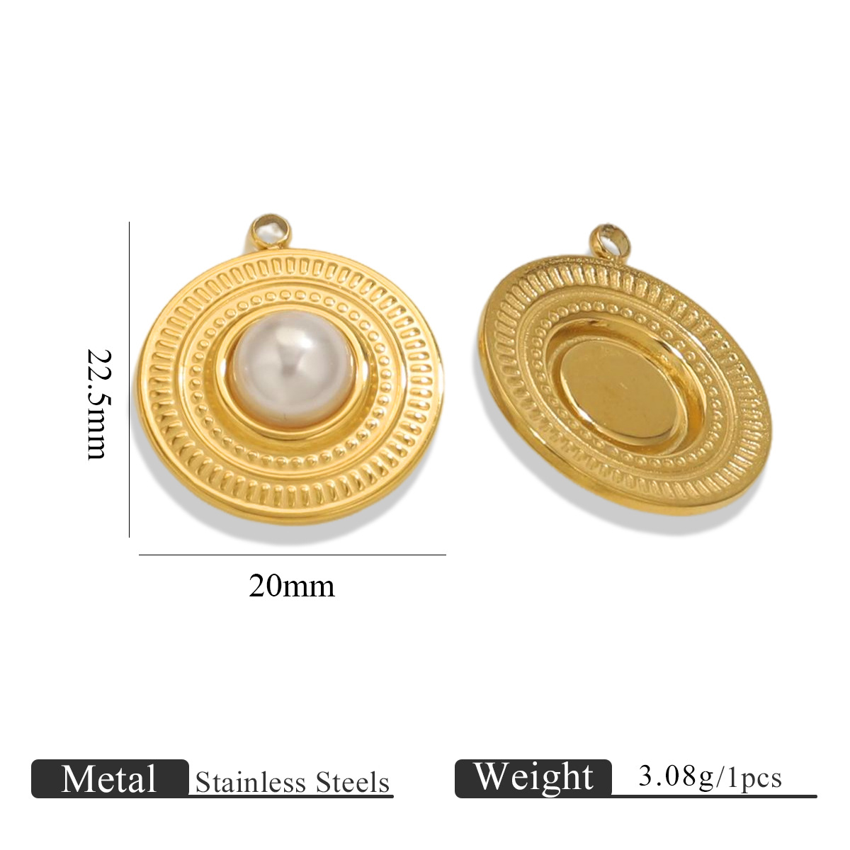 Stainless Steel Heart Sun Charms Imitation Pearl Pendants for DIY Delicate Necklace Accessories Jewelry Making Wholesale