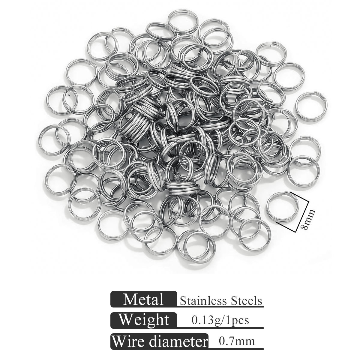 Stainless Steel Open Double Jump Rings for Key Double Split Rings Connectors DIY Craft Jewelry Making
