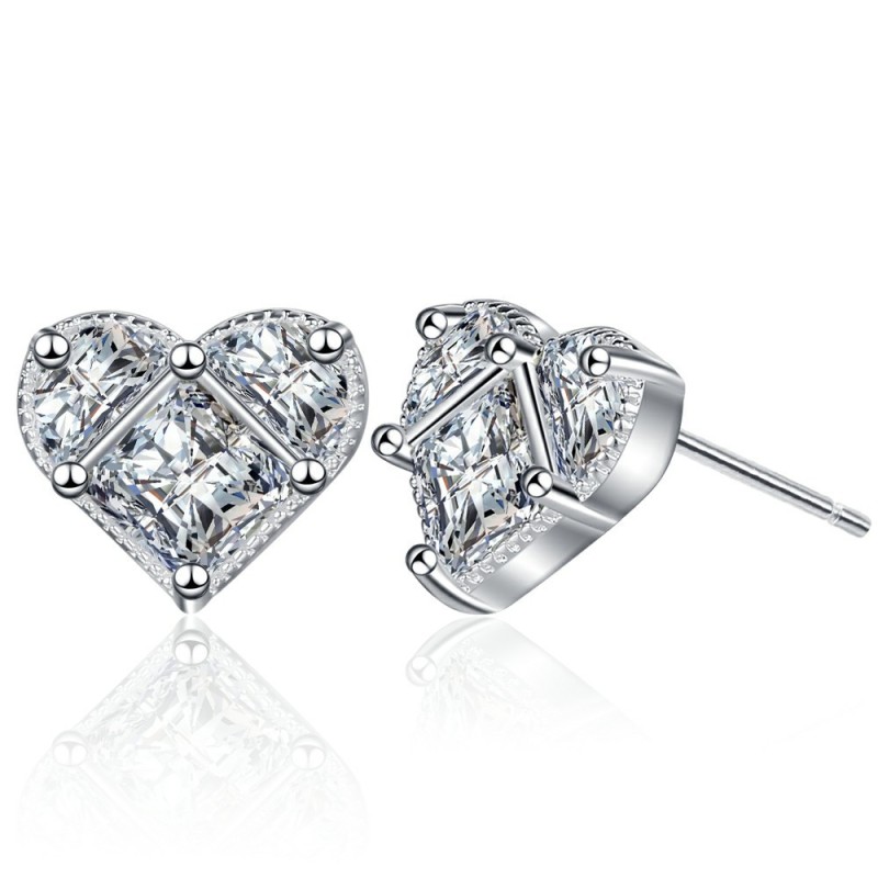 Moissanite Diamond Heart Halo Stud Earrings for Women Luxury Fine Jewelry