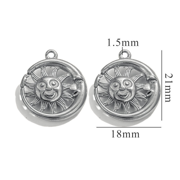 Stainless Steel Connector Gold Plated PVD Semi Skeleton Sun Moon DIY Necklace Bracelet Jewelry Making Accessories Mat...