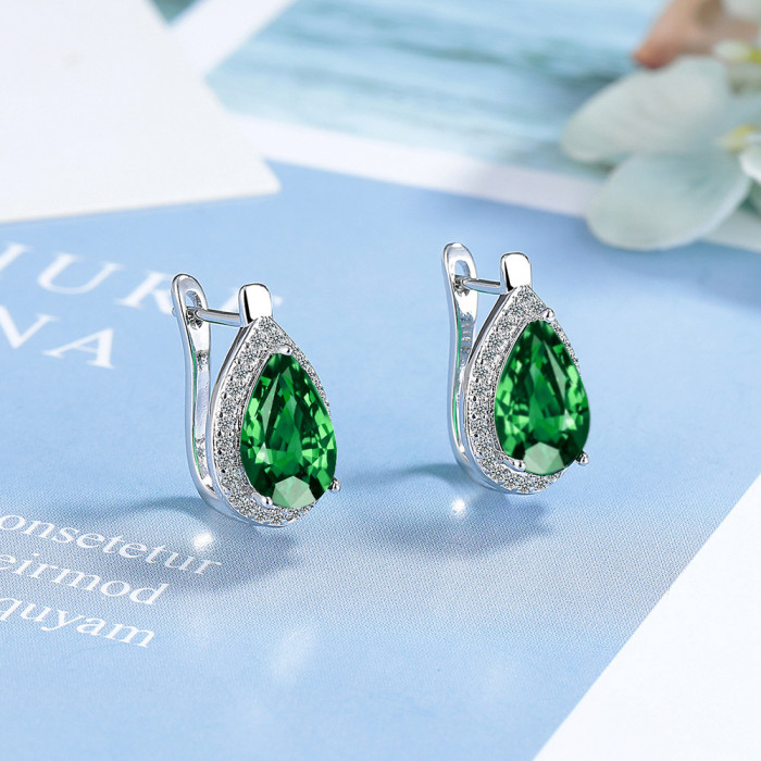 Chic Zircon Water Drop Hoop Earrings for Fashion Women Geometric Fine Jewelry Minimalist Accessories