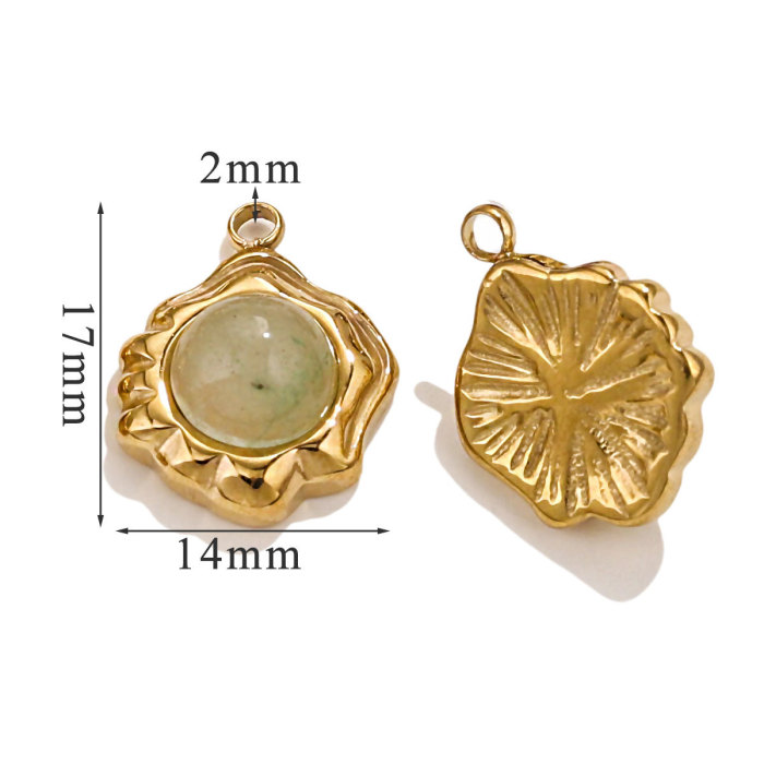 French Antique Tiger Eye Natural Stone Stainless Steel Diy Charms Women White Jade Necklace Pendant Wholesale Jewelry