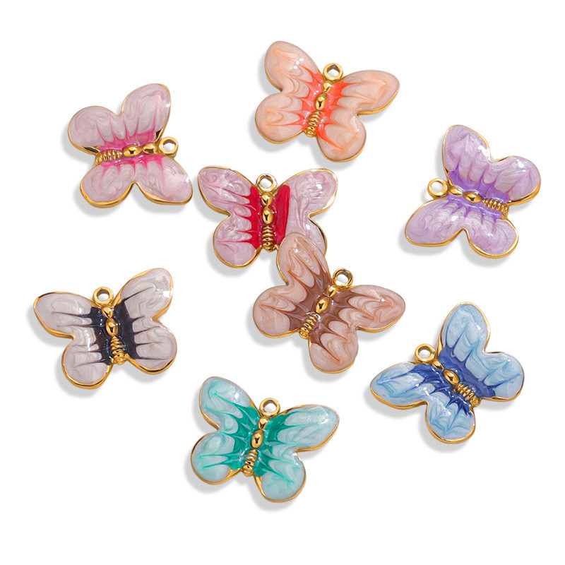 Colorful Enamel Butterfly Charms Pendant for DIY Stainless Steel Necklace Earrings Jewelry Making Accessories Supplies