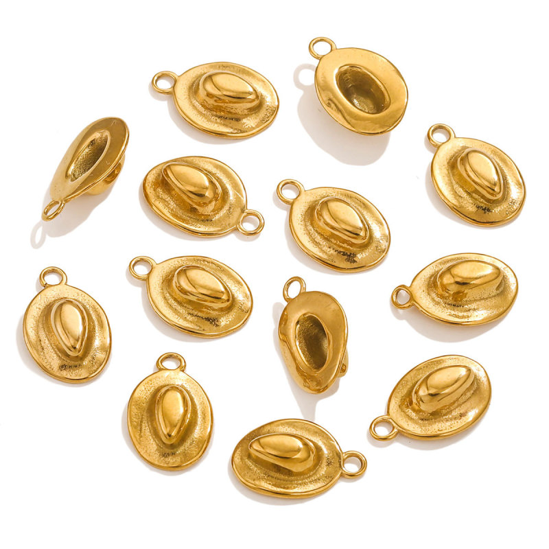 18K Gold Plated Stainless Steel Cowboy Hat Charms for Women Silver Pendant DIY Earrings Necklace Making Accessories