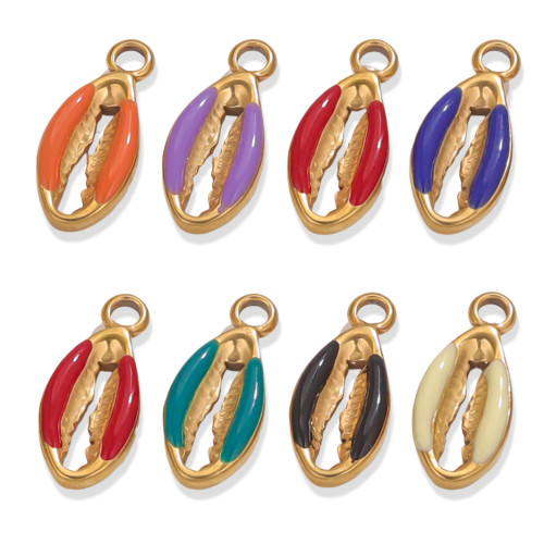 Stainless Steel Multicolour Enamel Cowrie Shell Charms Pendants for DIY Bracelets Necklace Jewelry Making Accessories