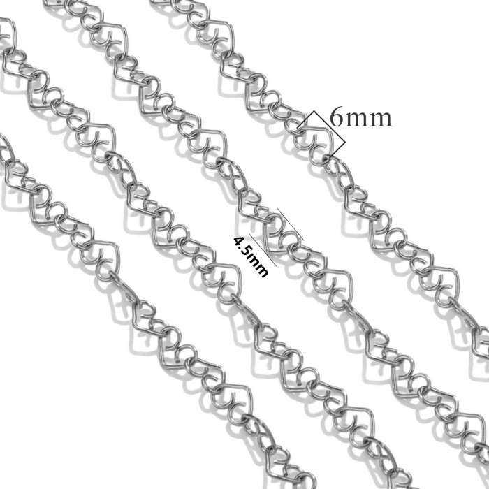 Stainless Steel Chains 4mm Love Heart Chain for Jewelry Making DIY Gold Color Bracelet Necklace Chain Accessories