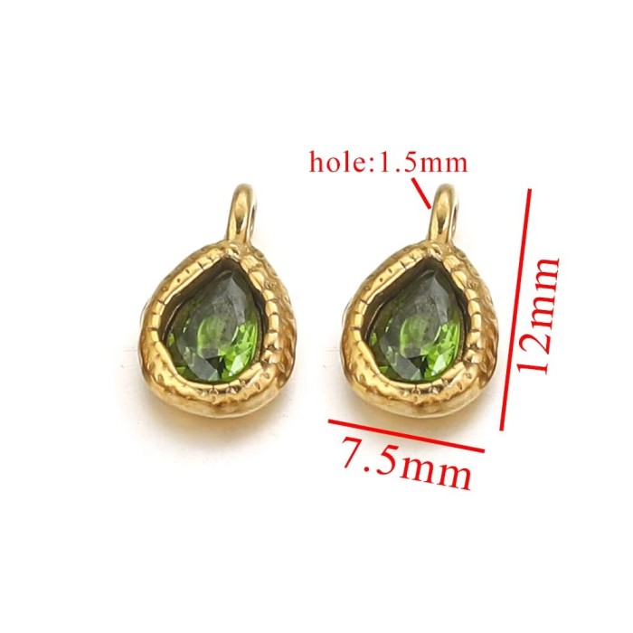 Stainless Steel Teardrop Charms Inlaid with Crystals Gold Plated DIY Bracelet Earrings Jewelry Making Accessories Mat...