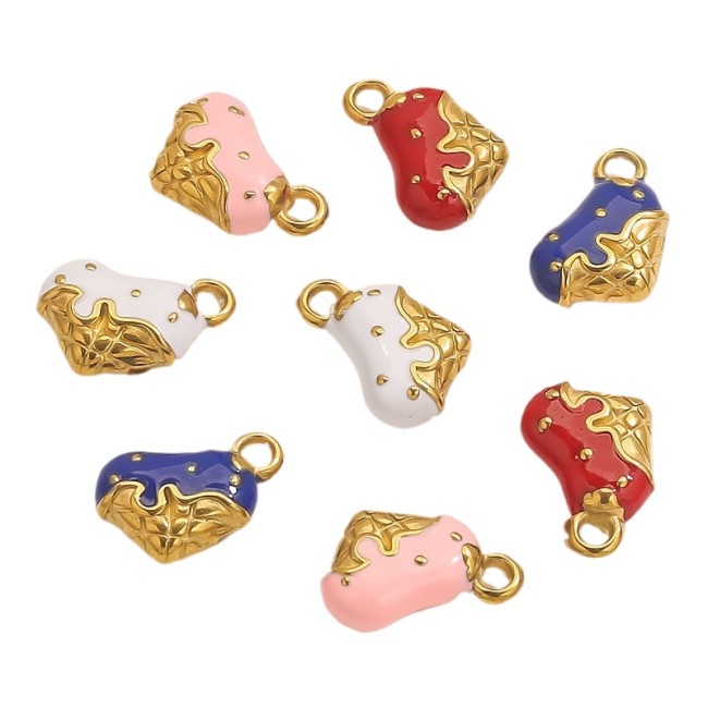 Stainless Steel Enamel Vintage Pendant Gold-plated for DIY Necklace Bracelet Jewelry Making Accessories Materials Wholesale