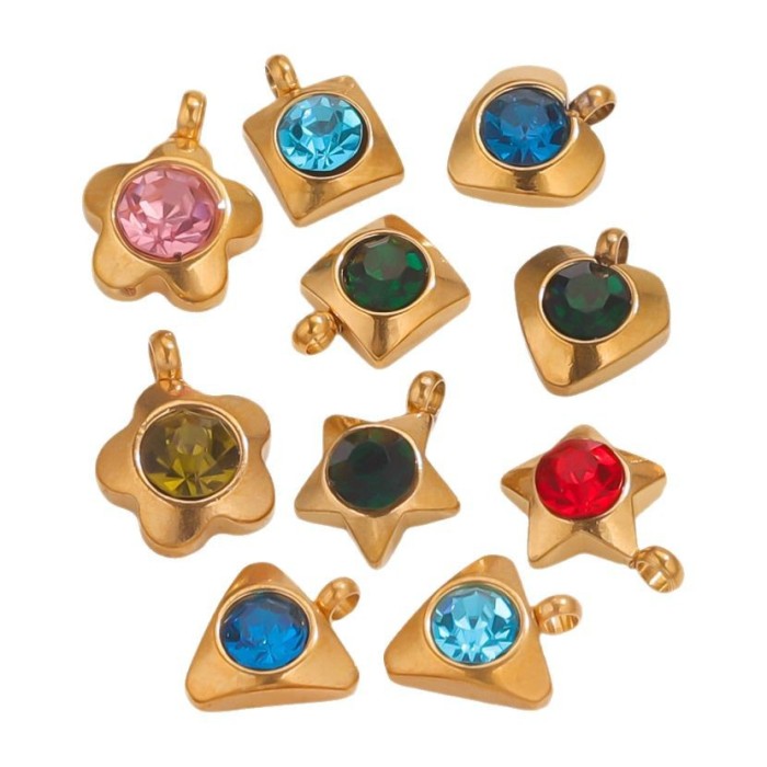 Stainless Steel Rhinestones Small Charms For Jewelry Making DIY Gold Charm Pendants Earrings Bracelet Making Supplies Bulk