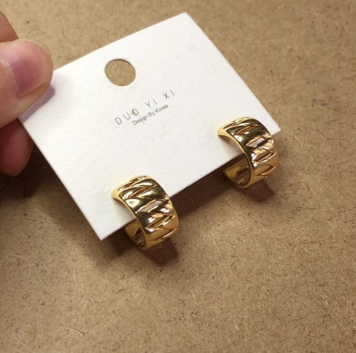 Trendy Copper Gold-Plated Exquisite  C Earrings for Women Punk Vintage Simple Jewelry Gifts