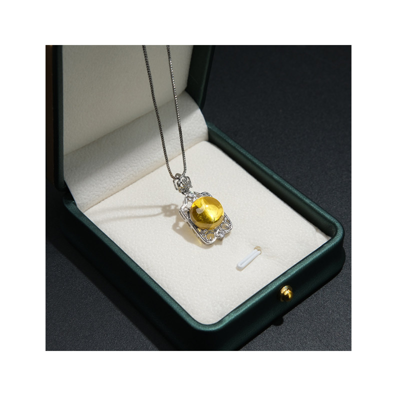 Elegant Sparkling Yellow Cubic Zirconia Necklace Women Wedding Anniversary Party Luxury Accessories Gift Trendy Jewelry