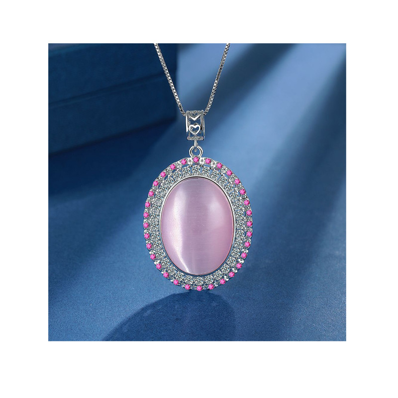 Oval Opal Necklace Jewelry for Women Cubic Zircon Temperament Birthday Gift Trendy Jewelry