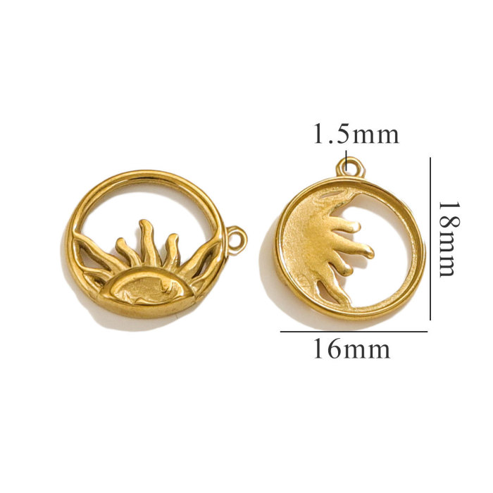 Stainless Steel Connector Gold Plated PVD Semi Skeleton Sun Moon DIY Necklace Bracelet Jewelry Making Accessories Mat...