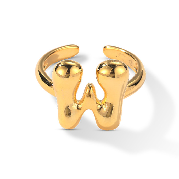 26 English Letter Open Finger Rings A-Z Initials Name Alphabet Female Creative Ring Fashion Wedding Party Jewelry Gifts