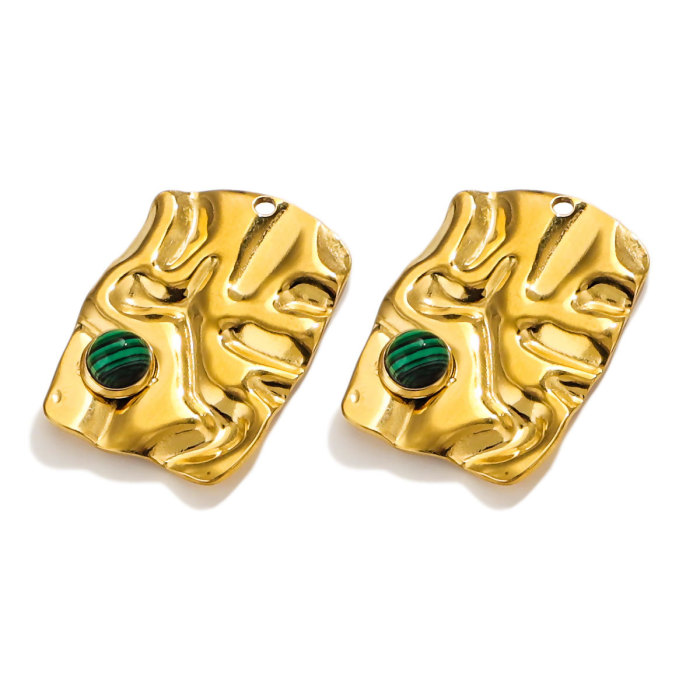 Bohemian Twisted Square Stainless Steel PVD Gold Plated Natural Stone Charms Pendants DIY Earring Necklaces Jewelry Making