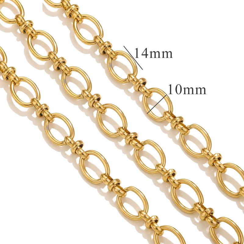 Stainless Steel Plated Large Gold Chains Oval Line Textured Link DIY Necklace Craft Jewellery Making Supplies Material
