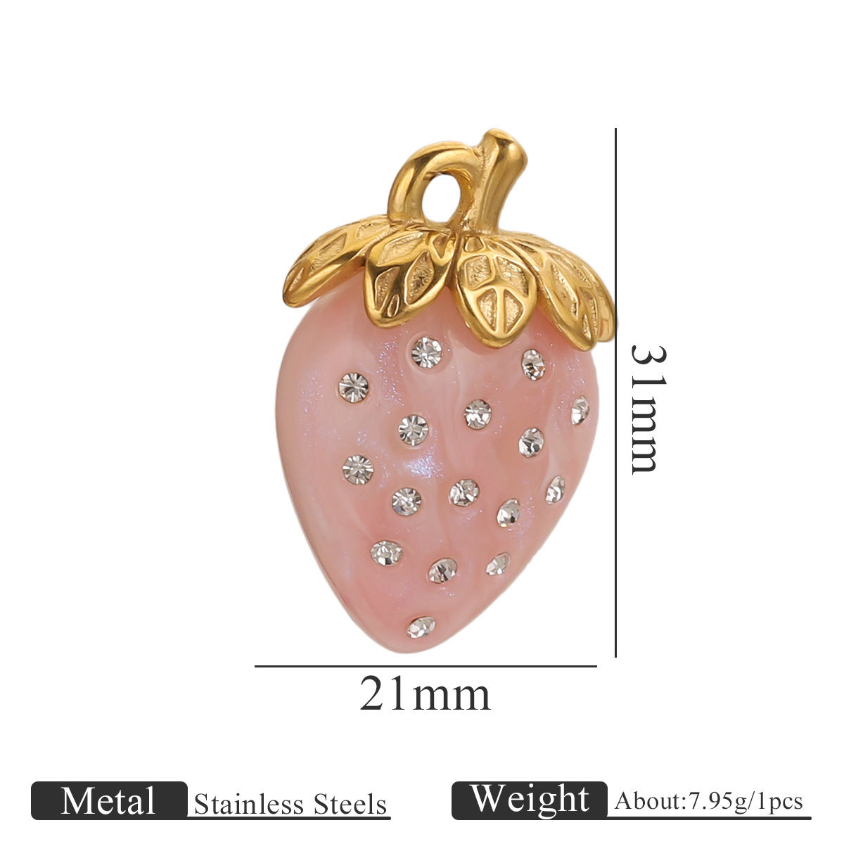 stainless steel Cartoon Strawberry Cherry Charms 3D Jewelry Cute Charm Dangle For DIY Earring Necklace Jewelry Findings