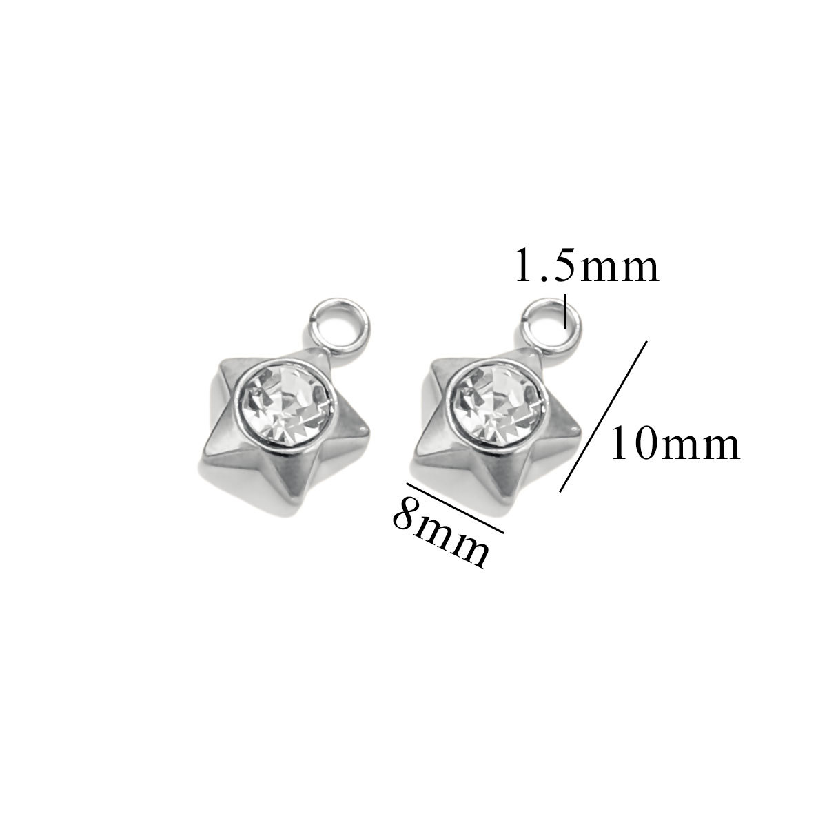 Stainless Steel Heart Zircon Charms Star Beads Jewelry Findings DIY Exquisite Necklace Bracelets Supplies Earrings Making