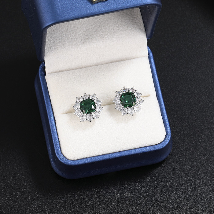 Luxury Blue Color Sunflower Silver Color Bride Jewelry Set for Women Lady Anniversary Gift Jewelry Wholesale